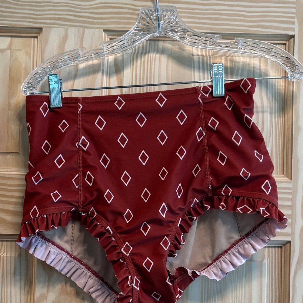 Kortni Jeane Red Diamond High-Waist Bikini Bottoms